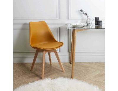 Chaise scandinave avec assise rembourrée (Lot de 2) (Jaune)