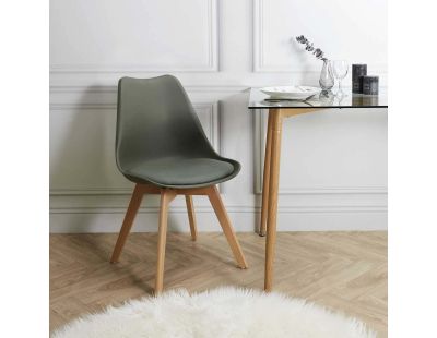 Chaise scandinave avec assise rembourrée (Lot de 2) (Kaki)