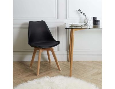 Chaise scandinave avec assise rembourrée (Lot de 2) (Noir)