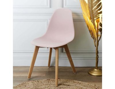 Chaise scandinave en hëtre et polypropylène (Lot de 2) (Rose)