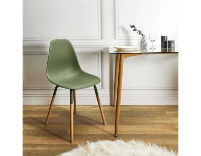 Chaise scandinave pieds métal et bois de hêtre Phenix (Lot de 2) (Vert)