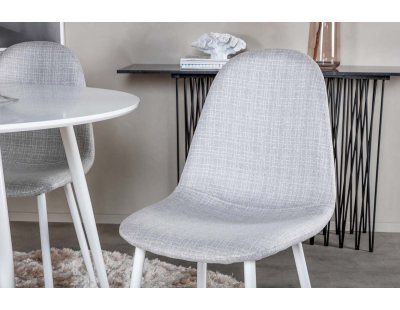 Chaise en tissu avec pieds en acier Polar (Lot de 2) (Gris clair et blanc)