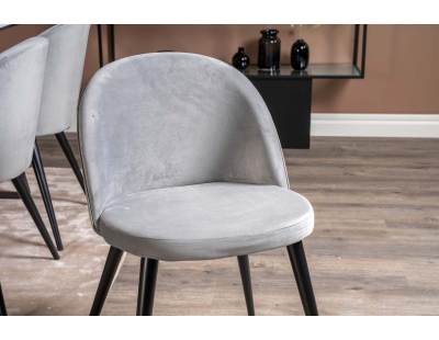 Chaise en velours avec pieds en acier Velvet (Lot de 2) (Gris)