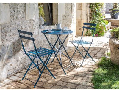 Chaises pliantes en acier Cuba (Lot de 2) (Bleu)