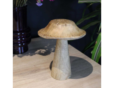 Champignon déco en manguier (15 x 12 cm)