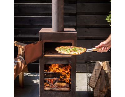 Cheminée d'extérieur avec four à pizza intégré (Rouillé)