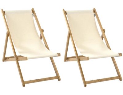 Chilienne transat enfant bois d'eucalyptus tissu 100% coton Elvas (Lot de 2)