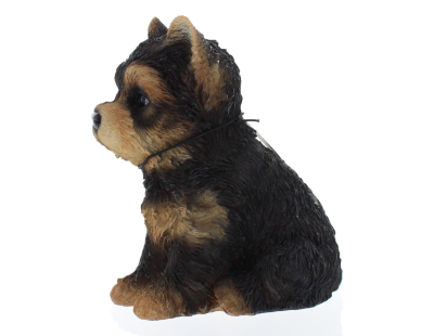 Chiot yorkshire assis en résine 16 cm