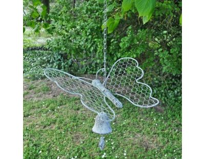 Cloche de jardin papillon blanc patiné