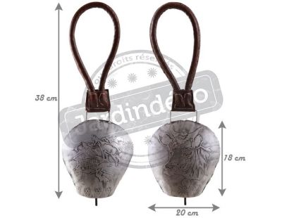 Cloche en métal vieilli et cuir (Lot de 2)