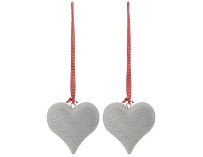 Coeur en métal laqué blanc (Lot de 2)