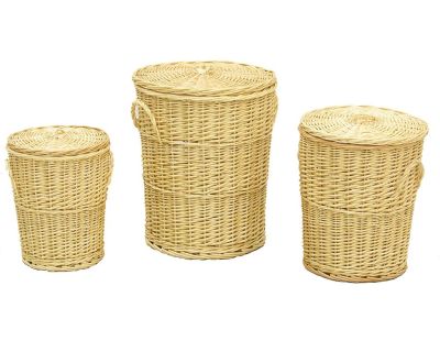 Panières à linge en osier blanc (Lot de 3)