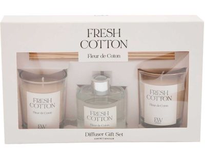 Coffret 2 bougies parfumée et diffuseur 50ml (Senteur coton)