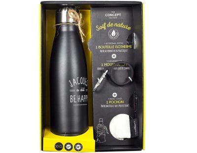 Coffret bouteille isotherme 50 cl avec mousqueton Jacques a dit