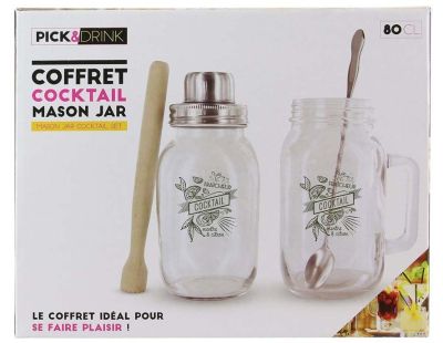 Coffret cocktail Mason jar ustensiles et recettes