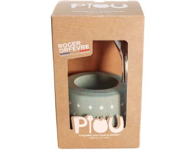 Coffret coquetier en bois Piou Piou (Vert d'eau)