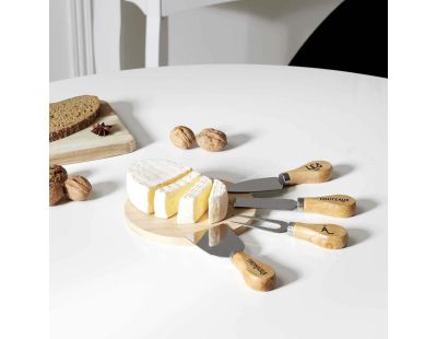 Coffret à fromages planche en hévéa et 4 couteaux