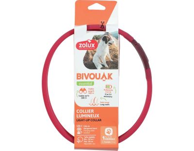 Collier lumineux pour chiens poils longs Bivouak (Rouge)