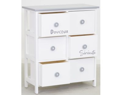 Commode/Chiffonnier bois ' Sérénité et Douceur ' (6 tiroirs)