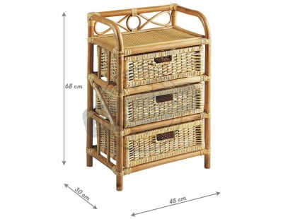 Commode en rotin avec tiroirs Tegal (3 tiroirs)