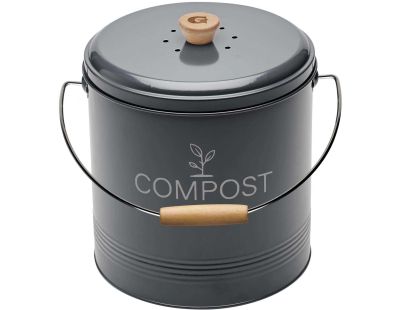 Composteur de cuisine en métal avec filtre et seau en platique (8 litres)