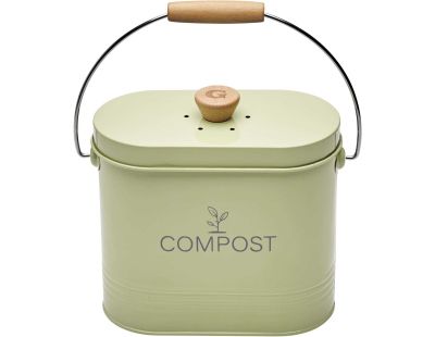 Composteur de cuisine ovale en métal avec filtre 3 litres (Vert pastel)