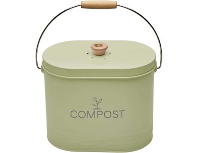 Composteur de cuisine ovale en métal avec filtre 7 litres (Vert pastel)