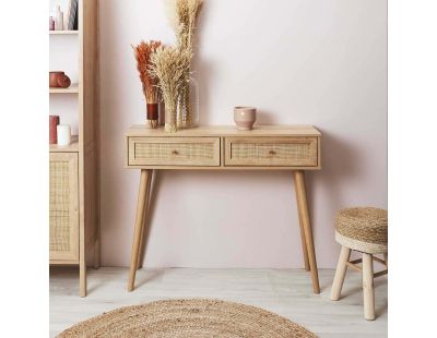 Console en bois et rotin Bali