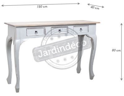 Console 120cm en bois avec tiroirs (Gris)