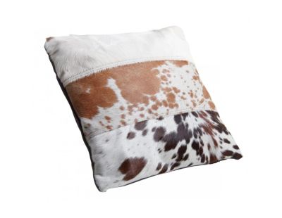 Coussin en peau de vache véritable modèle aléatoire (Tricolore 45x45)