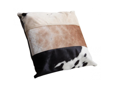 Coussin en peau de vache véritable modèle aléatoire (Tricolore 45x45)