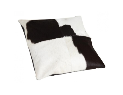 Coussin en peau de vache véritable modèle aléatoire (Noir et blanc 45x45)