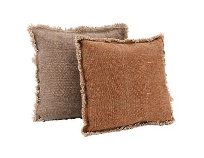 Coussin en coton recyclé à franges (Lot de 2)