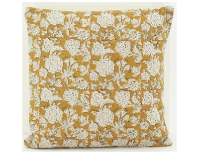 Coussin à fleurs jaune et blanc