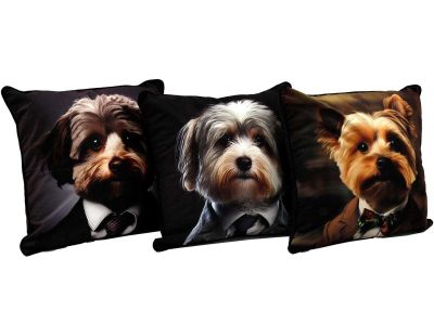 Coussin imprimé chiens Fluffy 45 x 45 cm (Lot de 3)