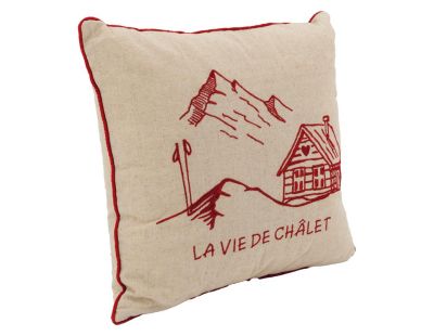 Coussin en lin et coton La vie de Chalet