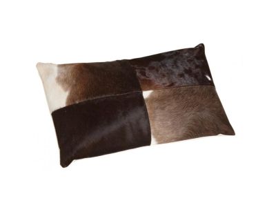 Coussin en peau de vache véritable modèle aléatoire (Marron et blanc 50x30)