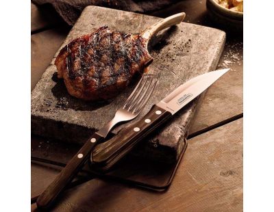 Couteaux à steak Jumbo en inox et bois (Lot de 4)