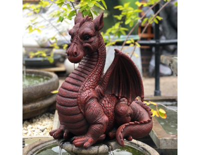 Dragon ailé rouge en résine 51 cm