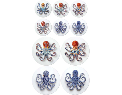 Ensemble sets de table en vinyle 38 cm et dessous de verre Octopus (Lot de 4 sets de table et de 6 dessous de verre motifs assortis)