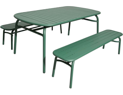 Ensemble table et 2 bancs de jardin en aluminium Oscar