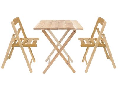 Ensemble table et chaises de jardin pliante en teck FSC (Naturel)