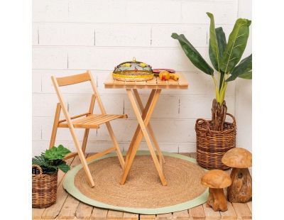 Ensemble table 60 x 60 cm et 2 chaises pliantes en bois (Naturel)