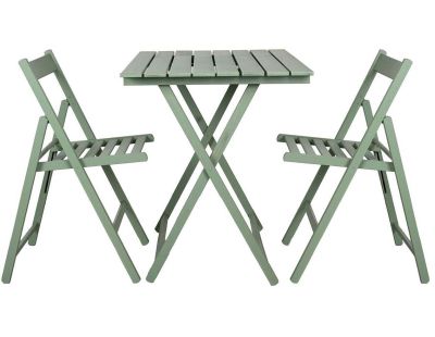 Ensemble table 60 x 80 cm et 2 chaises pliantes en bois (Vert)