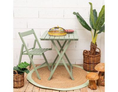 Ensemble table 60 x 80 cm et 2 chaises pliantes en bois (Vert)