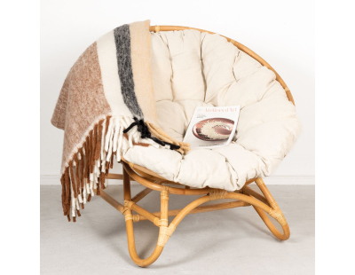 Fauteuil Papasan en rotin + coussin