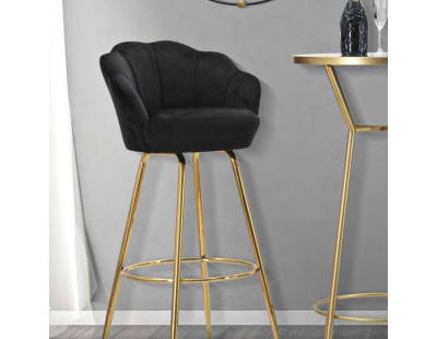 Fauteuil de bar en tissu et métal Vienna (Noir et doré)