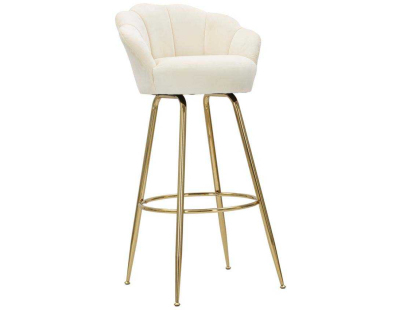 Fauteuil de bar en tissu et métal Vienna (Crème et doré)