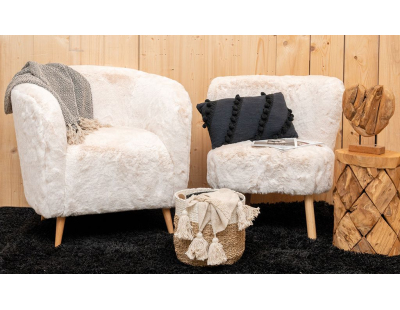 Fauteuil effet fourrure blanche (Petit)