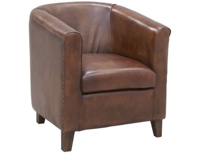 Fauteuil club en cuir de buffle